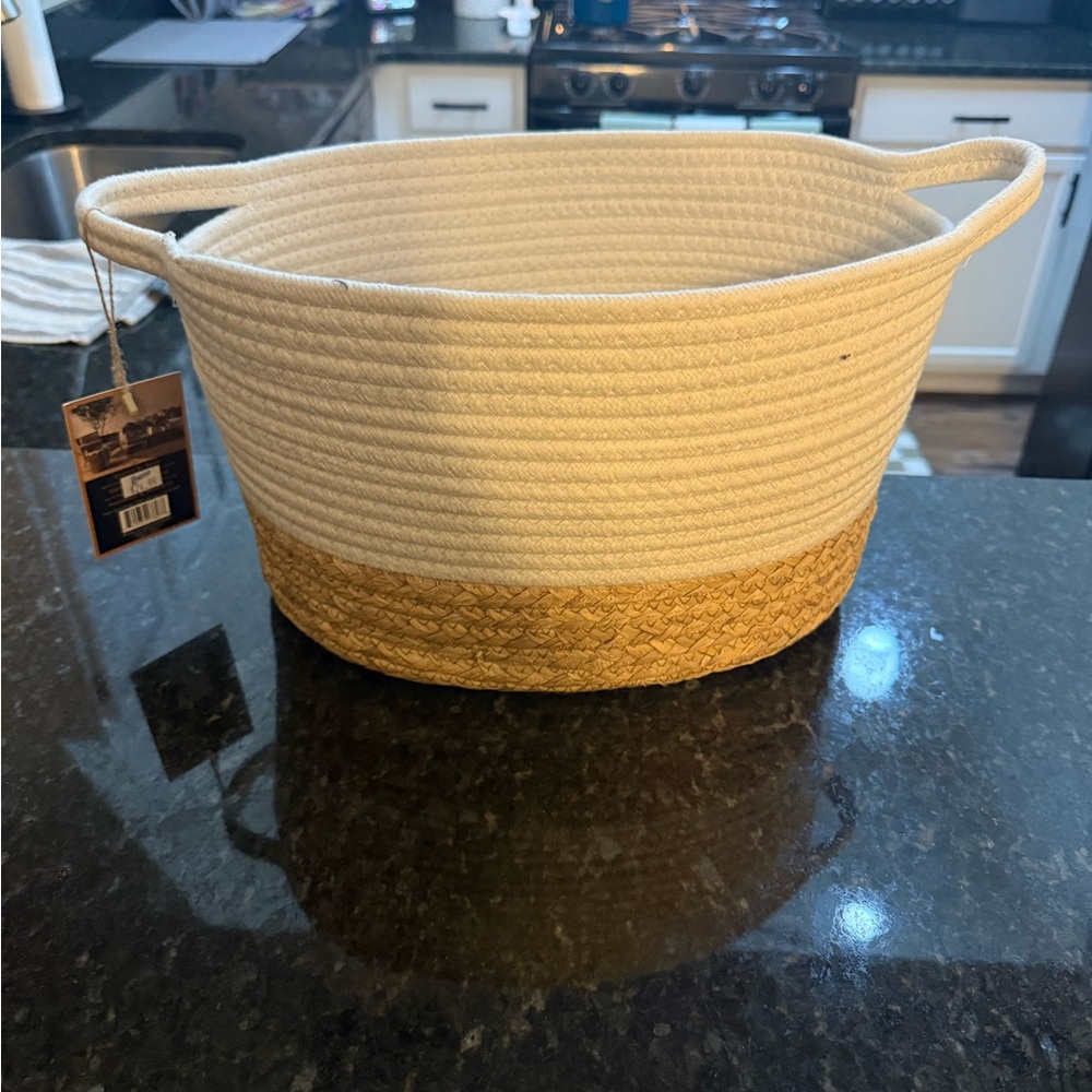 Bombay Cream and Tan Woven Basket